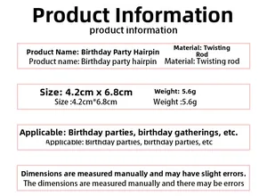 Detailed size chart for the plush flower hairpin with dimensions of 4.2cm by 6.8cm