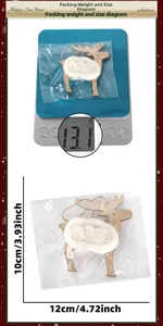 Pendentif élan de Noël en bois avec peluche, dimensions 12x10cm et poids de 13,1g