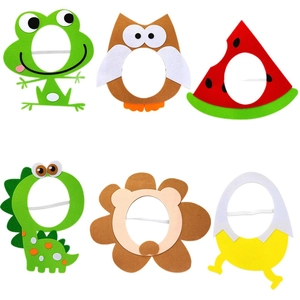 Cute set of 6 cartoon felt animal masks for kids birthday party and photo booth props