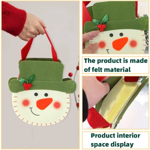 Christmas snowman felt candy gift bag with red handles for holiday party decoration