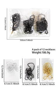 Detailed view of black gold and silver beaded necklaces in 12-pack party sets