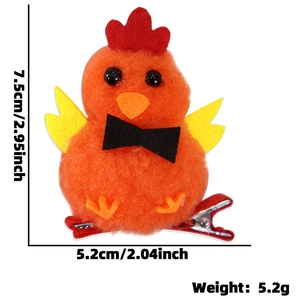 Cute plush orange chick hair clip with red crest and black bow for Easter party decor