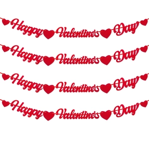 Striscione rosso Happy Valentine's Day con cuori per decorazioni per feste romantiche
