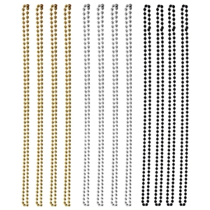 Set of 12 metallic beaded necklaces in gold silver and black for party decorations
