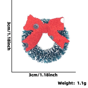 Mini couronne de Noël 3cm avec nœud rouge et neige artificielle pour décoration