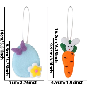 Easter felt decorations set featuring blue egg with butterfly and carrot with white bunny