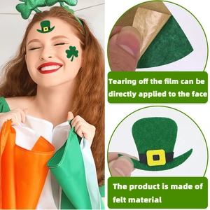 Detail showing self-adhesive felt clover stickers and green St. Patrick's Day headbands