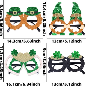 Dimensions détaillées pour quatre lunettes de fête pailletées de la Saint-Patrick