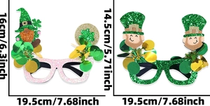 Comparaison détaillée des tailles de deux lunettes pailletées de la Saint-Patrick