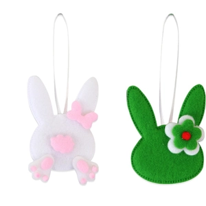 Easter felt bunny pendant set with white and green bunny ornaments for festive party decor