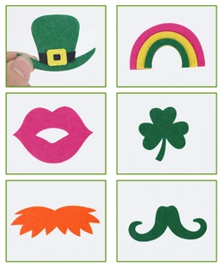 Detailed set of 6 St. Patrick's Day felt photo props including hats and shamrocks