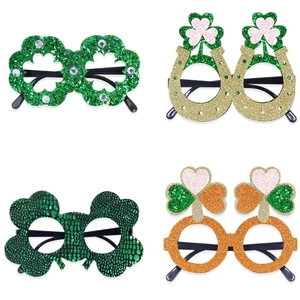 Lot de 4 lunettes trèfle à paillettes pour la fête de la Saint-Patrick décor festif
