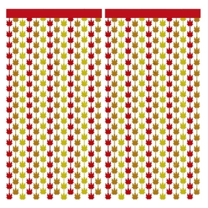 Thanksgiving maple leaf fringe curtain in red, gold, and orange for party wall decor