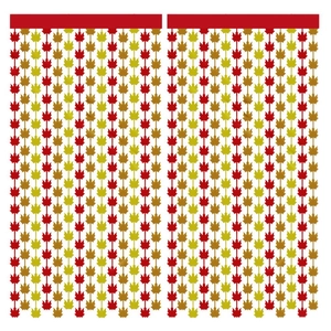 Thanksgiving maple leaf fringe curtain in red yellow brown for fall party backdrop decor