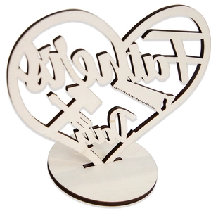 Father's Day wooden heart tabletop decoration with hollow tool patterns and round base