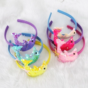 Colorful sequin dolphin headbands for girls birthday party and mermaid decorations