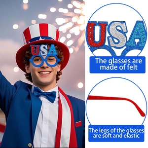 Detail of USA felt glasses with soft elastic legs for Independence Day celebrations