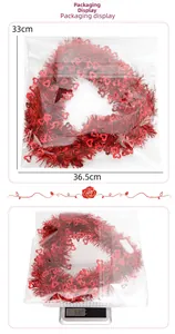 Detailed view of red heart wreath packaging dimensions and 68g weight specification