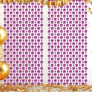Décorations de rideaux à franges avec nœuds violets et étoiles pour fond de fête