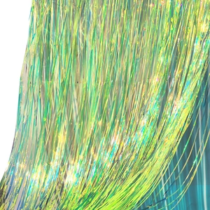 Iridescent laser party tinsel curtain with shiny colorful fringe for birthday backdrop