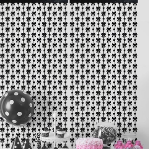 Rideau à Franges Nœud Papillon Coquette Fond en Feuille Étoile pour Décoration de Fête d'Anniversaire Mariage Anniversaire Accessoire Mural en PET