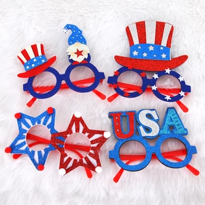 Independence Day glasses set with USA top hat and stars in red white and blue colors