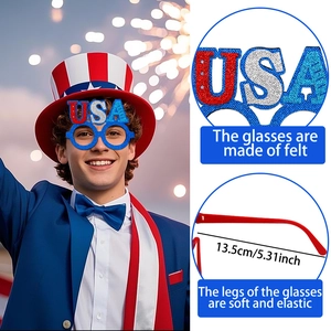 Patriotic USA glitter glasses for Independence Day parade with blue felt and red temples