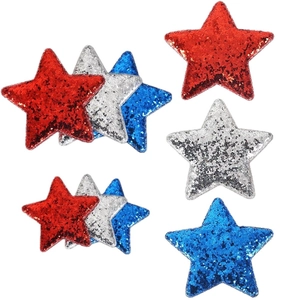 Independence Day sequin star hair clips in red, silver, and blue for festive party decor
