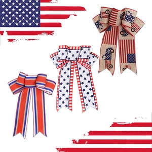 Set di 3 fiocchi per l'Indipendenza con motivi patriottici di stelle e strisce rosse blu