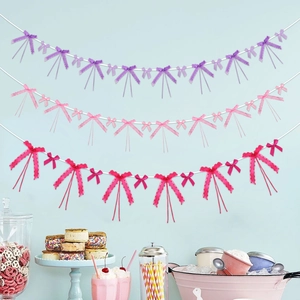 European Style Polyester Sheer Organza Heart Pattern Bows Set For Girls Birthday Party Wedding Decorations Hanging Ornament Pieces