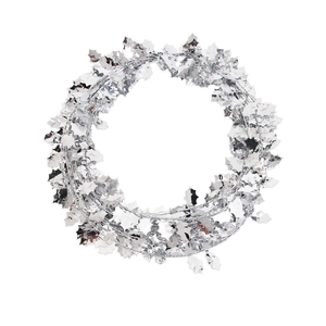 7.5m silver Christmas garland with holly leaf sequins for festive party DIY decoration
