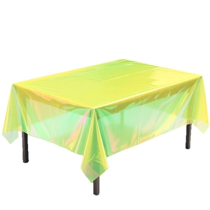 Irisierende Laser PET Tischdecke für Geburtstage, Regenbogen Rechteck Tischdecke
