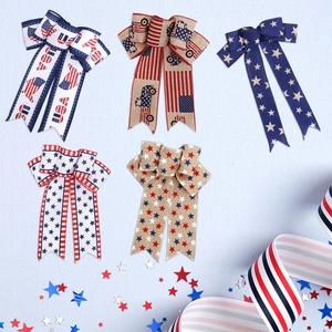 Set di 5 fiocchi patriottici per il 4 luglio con stelle rosso bianco blu e motivi USA