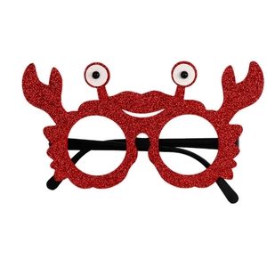 Funny red glitter crab sunglasses for ocean themed parties and birthday photo props