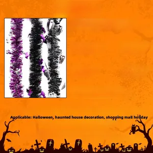 Détail de la guirlande d'Halloween de 2,7 m avec motifs de chauve-souris et de fantômes