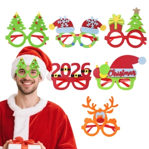 Fluorescent Christmas Party Glasses Frame Novelty Christmas Tree Reindeer Snowman Eyewear For Holiday Photo Props Costume Decor