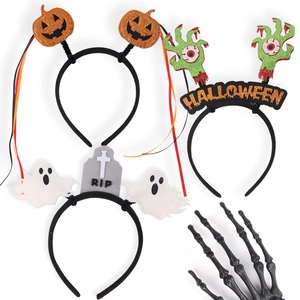 Halloween headband set featuring spooky pumpkins, ghosts, and RIP tombstone designs