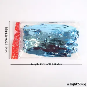 Blue ocean theme tinsel curtain in packaging with 10x5.7 inch dimensions and 58g weight