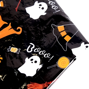 Halloween party disposable PE tablecloth with spooky ghost and witch hat patterns