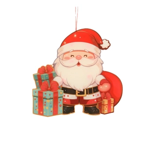 Décoration de Noël suspendue avec Père Noël cartoon et boîtes cadeaux colorées