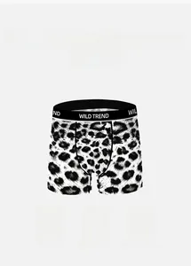 Détail de boxer pour homme en soie glacée à imprimé léopard avec taille élastique respirante