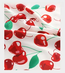 Detail of breathable ice silk fabric featuring vivid red cherry prints for men's underwear