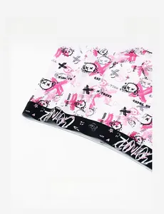 Detail of high-elasticity black waistband and pink bear print on men's boxer briefs