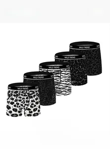 Vue détaillée des boxers respirants en soie glacée pour hommes avec imprimés animaux et taille élastique