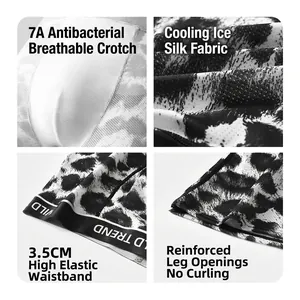 Boxer homme léopard en soie glacée avec mesh respirant et protection antibactérienne