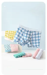 Detail of multi-color teen boy cotton boxer briefs with 95% cotton fabric and elastic waistband