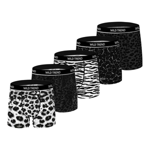 Lot de 5 boxers pour hommes en soie glacée avec imprimés animaux et taille WILD TREND