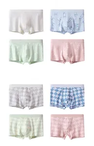 Detailed view of teenage boys' cotton boxer briefs with elastic waistband in multiple colors