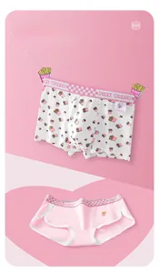 Detail of couple underwear set with pink fries print and PINK WORLD branded waistband