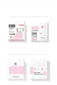 Universal packaging boxes for women's cotton briefs showing size charts and product weight